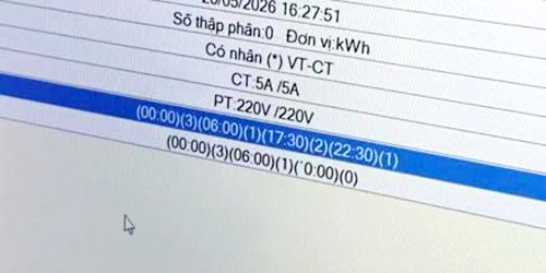 Biểu giá mới đã được cập nhật trên công tơ