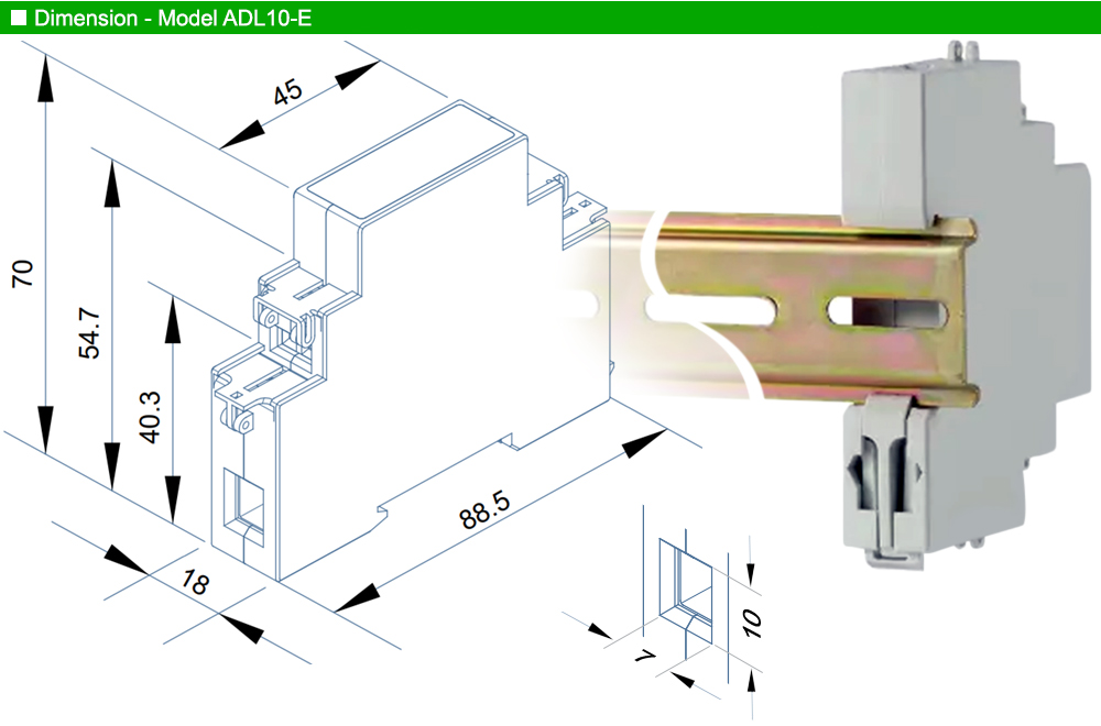 Kích thước: Acrel ADL10-E