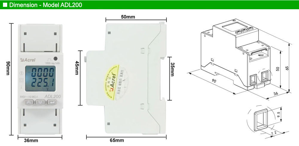 Kích thước: Acrel ADL200