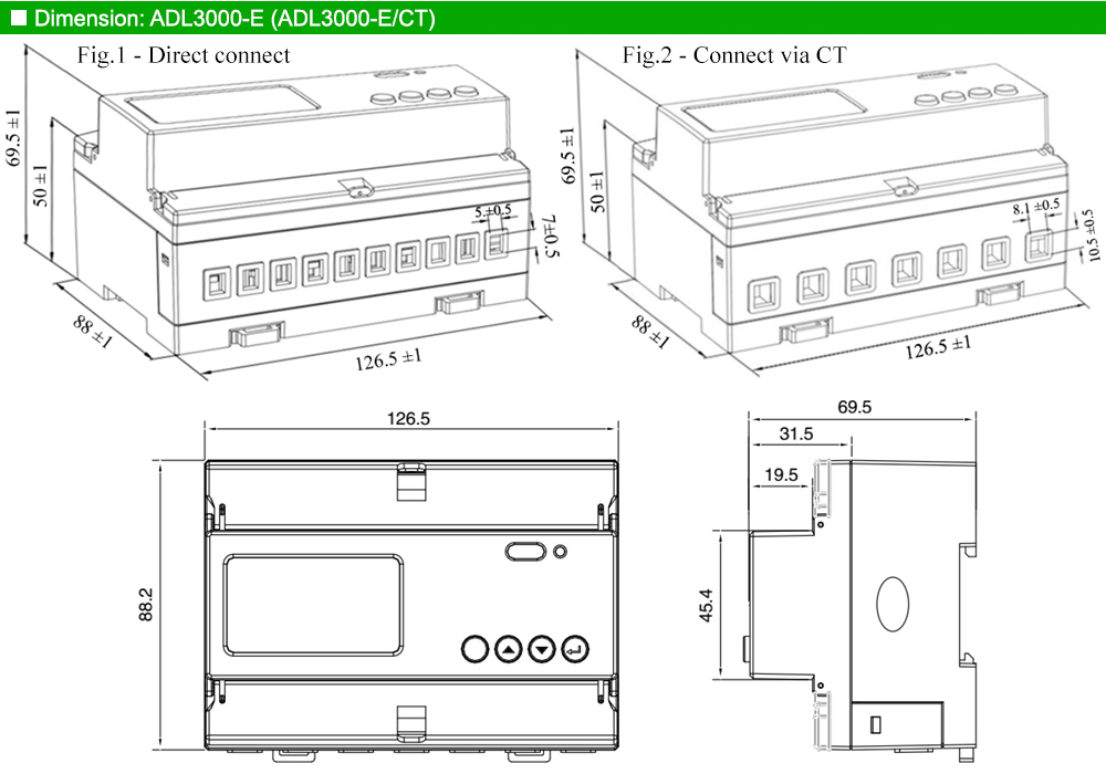 Kích thước: Acrel ADL3000-E/CT