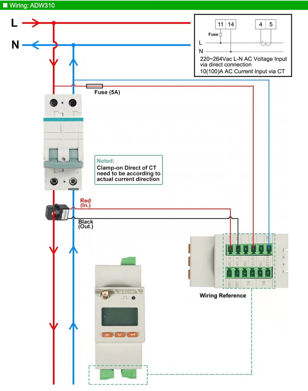 Sơ đồ đi đây: Acrel ADW310