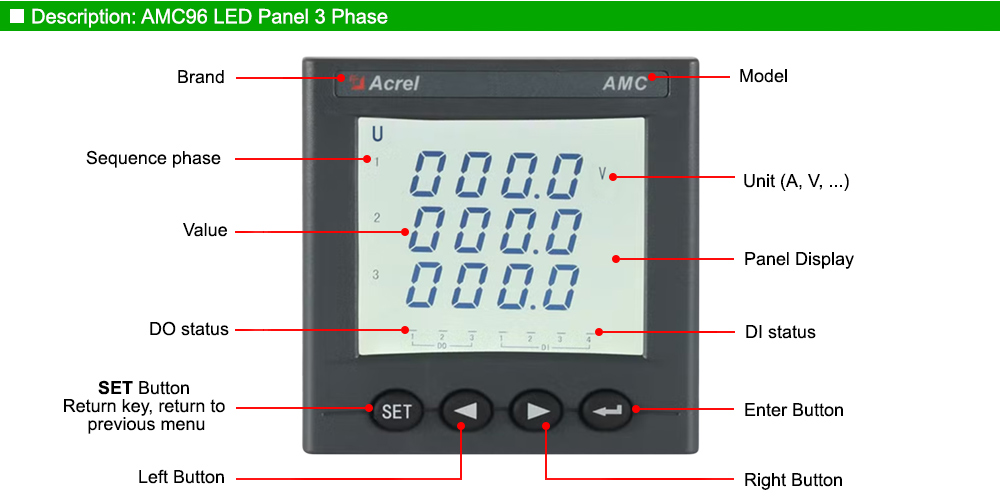 Mô tả: Acrel AMC96L-AV3
