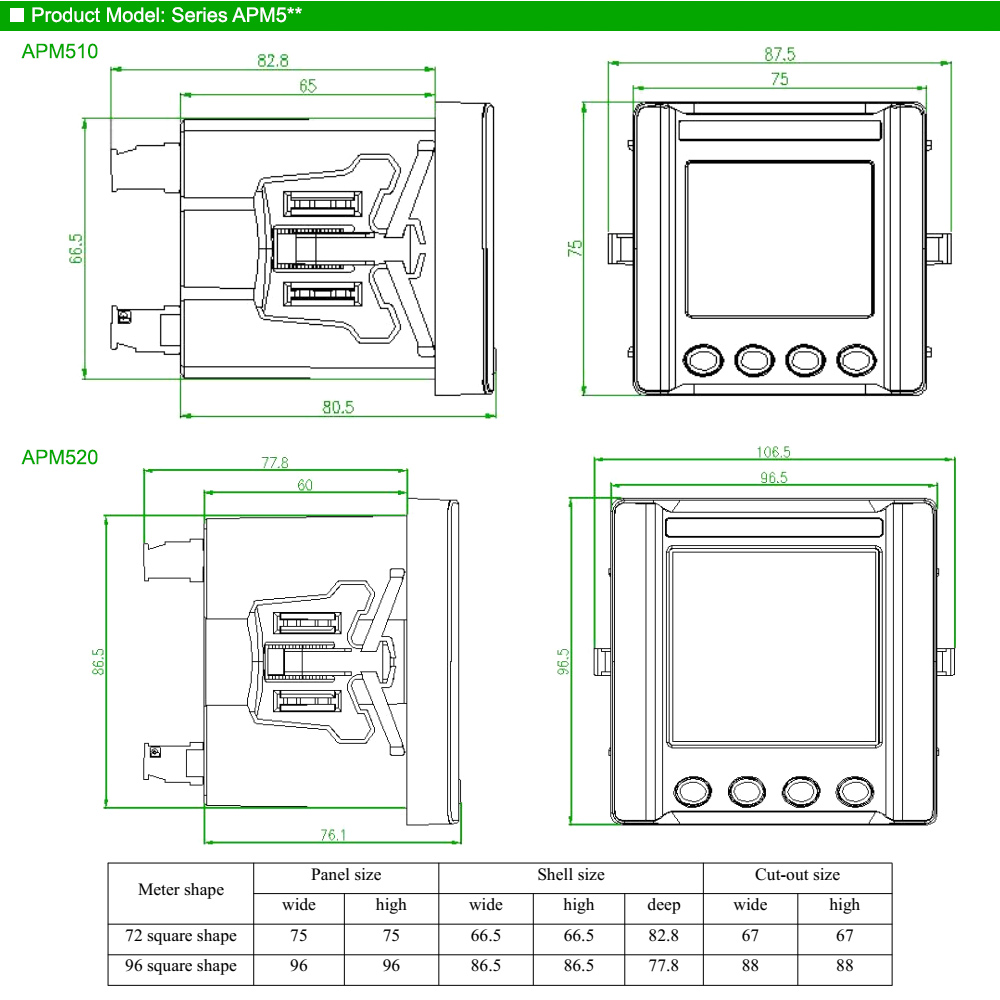 Kích thước: Acrel APM510