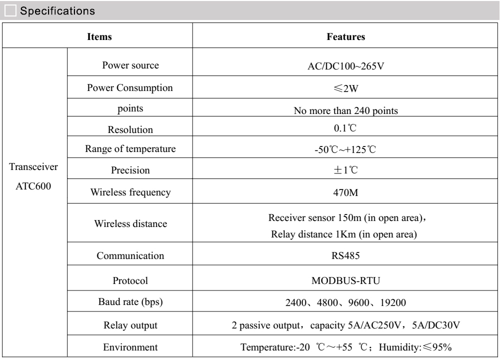 Thông số kỹ thuật: Acrel LoRa ATC600-C