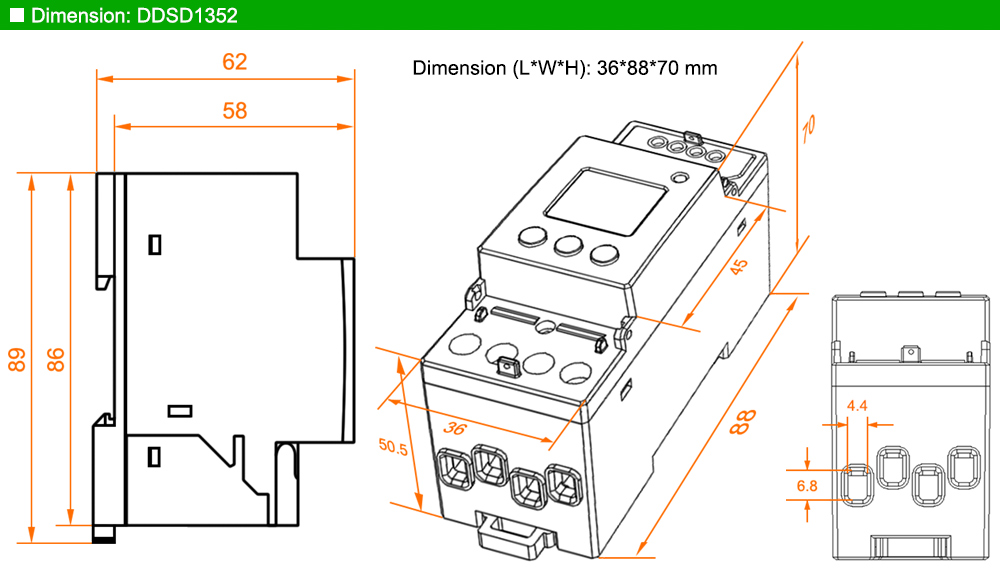 Kích thước: Acrel DDSD1352