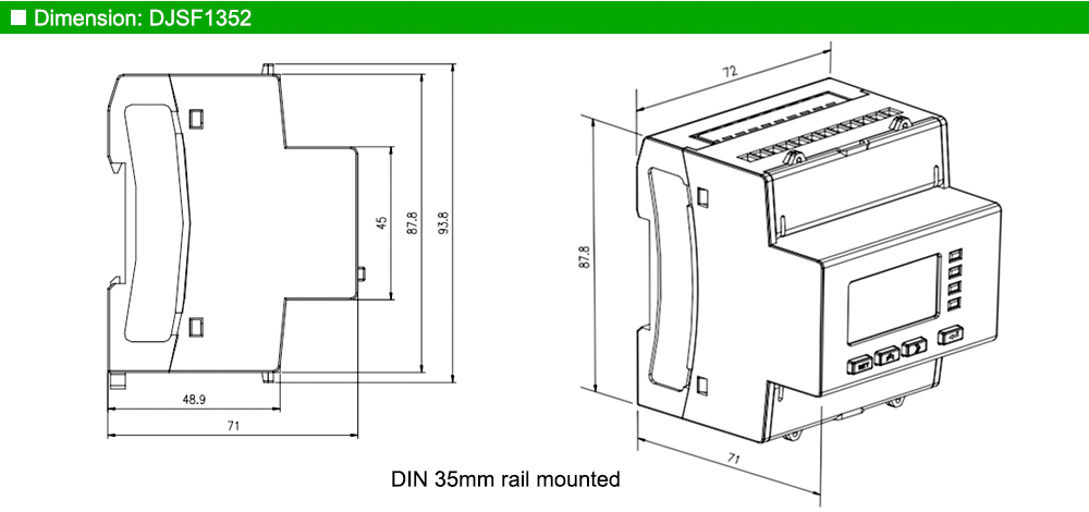 Kích thước: Acrel DJSF1352