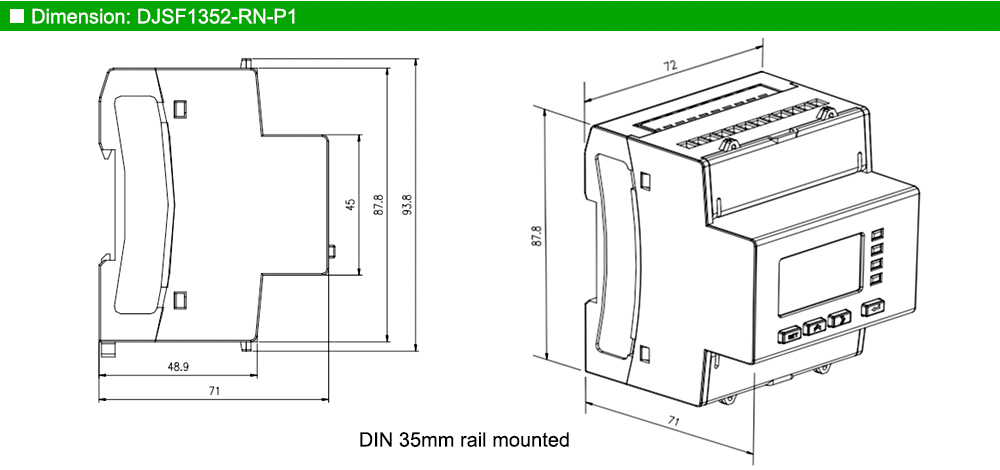 Kích thước: Acrel DJSF1352-RN-P1