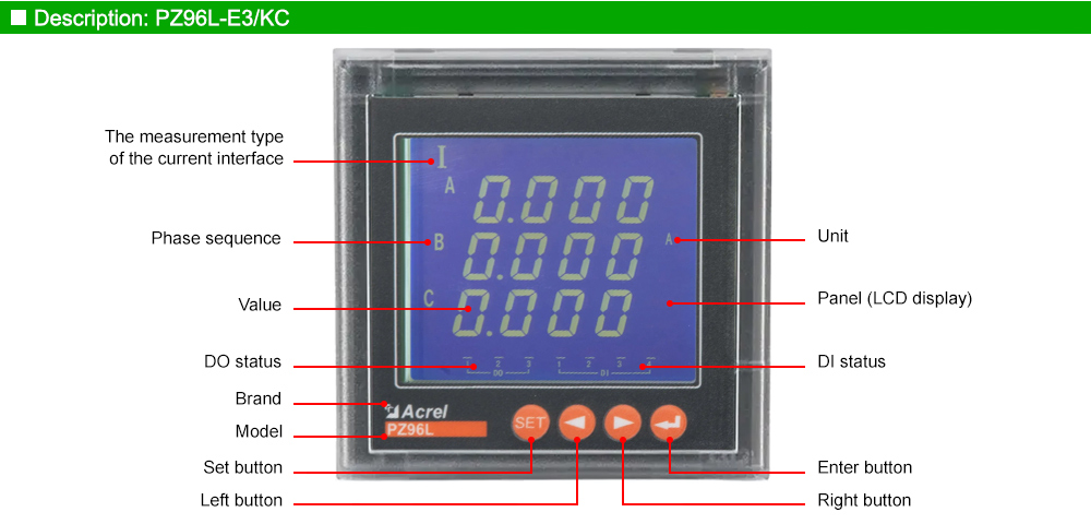 Mô tả: Acrel PZ96L-E3/KC