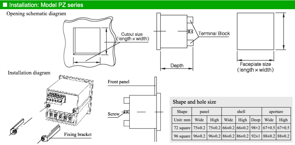 Lắp đặt: Acrel PZ96L-E3/KC