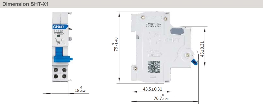 Kích thước CHINT SHT-X1 AC24V/48V,DC24V/48V
