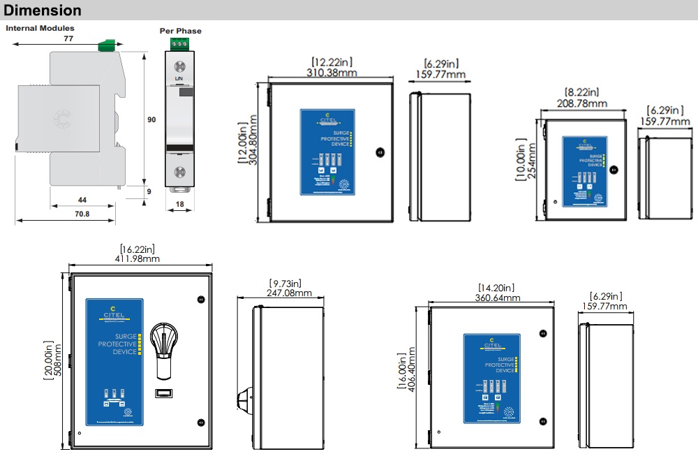 Kích thước Citel MDS300E-240Y