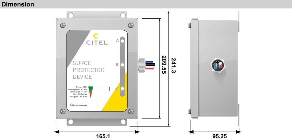 Kích thước Citel MS100-240Y