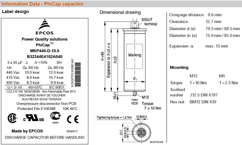 Thông số PhiCap MKP440-D-10.0