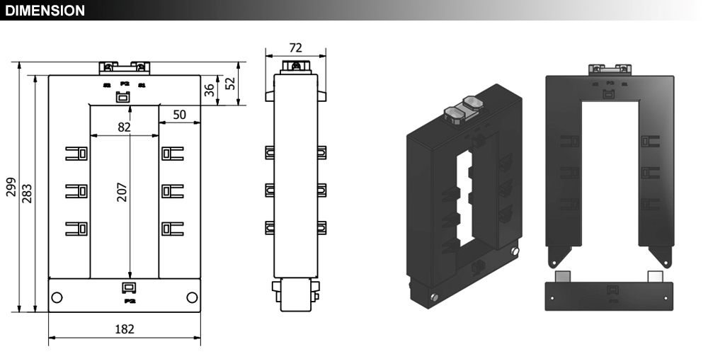 Kích thước Biến dòng kẹp ILEC JP-820