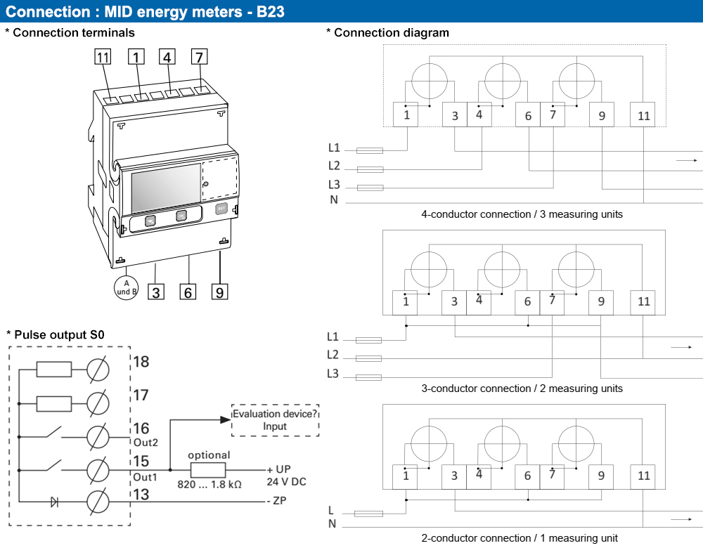 Sơ đồ kết nối : Janitza MID B23 311-10J