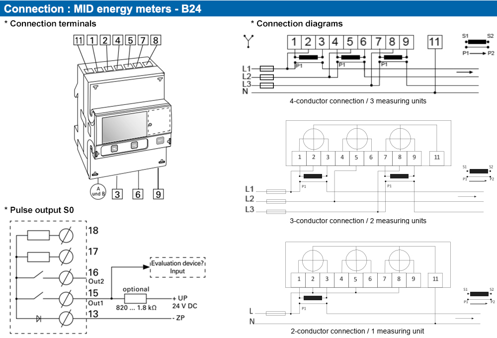 Sơ đồ kết nối : Janitza MID B24 313-10J