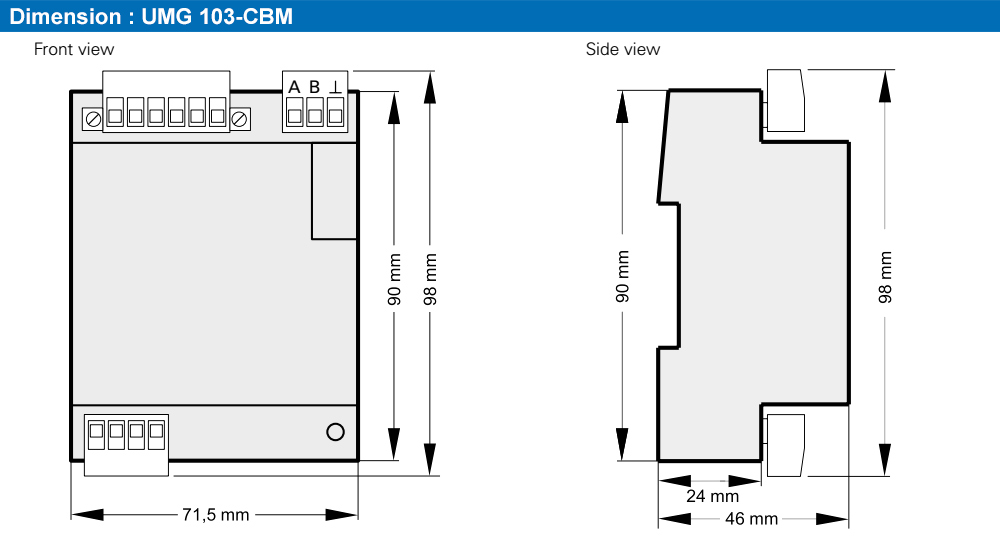 Kích thước : Janitza UMG 103-CBM