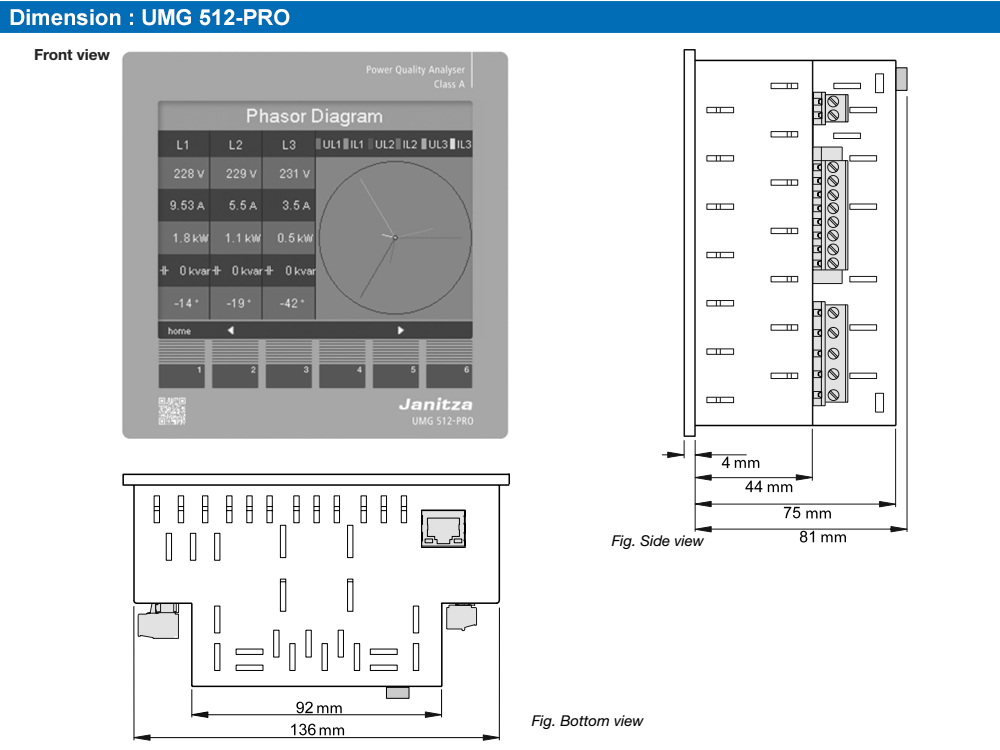 Kích thước : Janitza UMG 512-PRO
