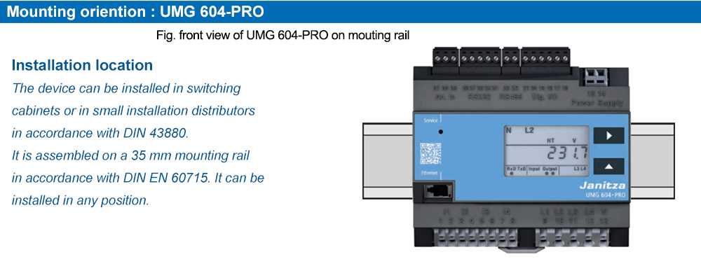 Phương cách lắp đặt : Janitza UMG 604-PRO