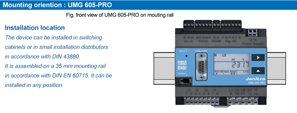 Phương cách lắp đặt : Janitza UMG 605-PRO