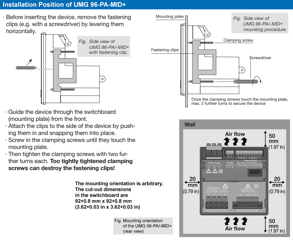 Phương cách lắp đặt : Janitza UMG 96-PA-MID+