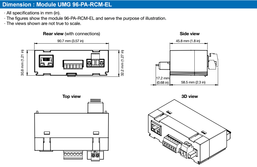 Kích thước : Janitza UMG 96-PA-RCM-EL