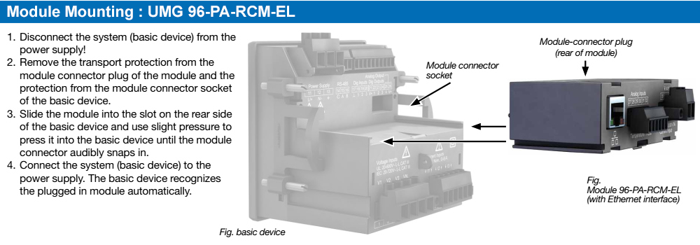 Phương cách lắp đặt : Janitza UMG 96-PA-RCM-EL
