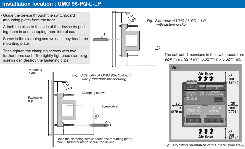 Phương cách lắp đặt : Janitza UMG 96-PQ-L-LP
