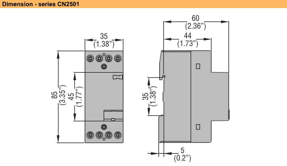 Kích thước Khởi động từ Lovato CN2501220
