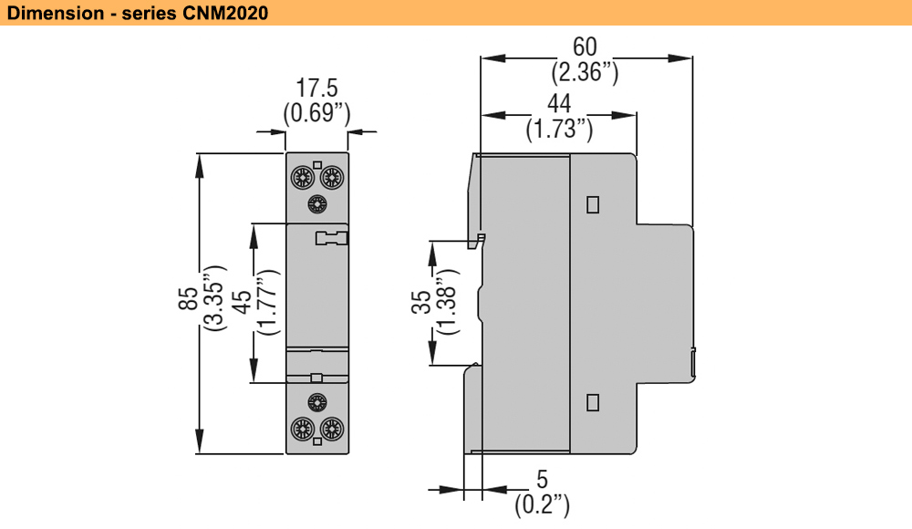 Kích thước Khởi động từ Lovato CNM2020024