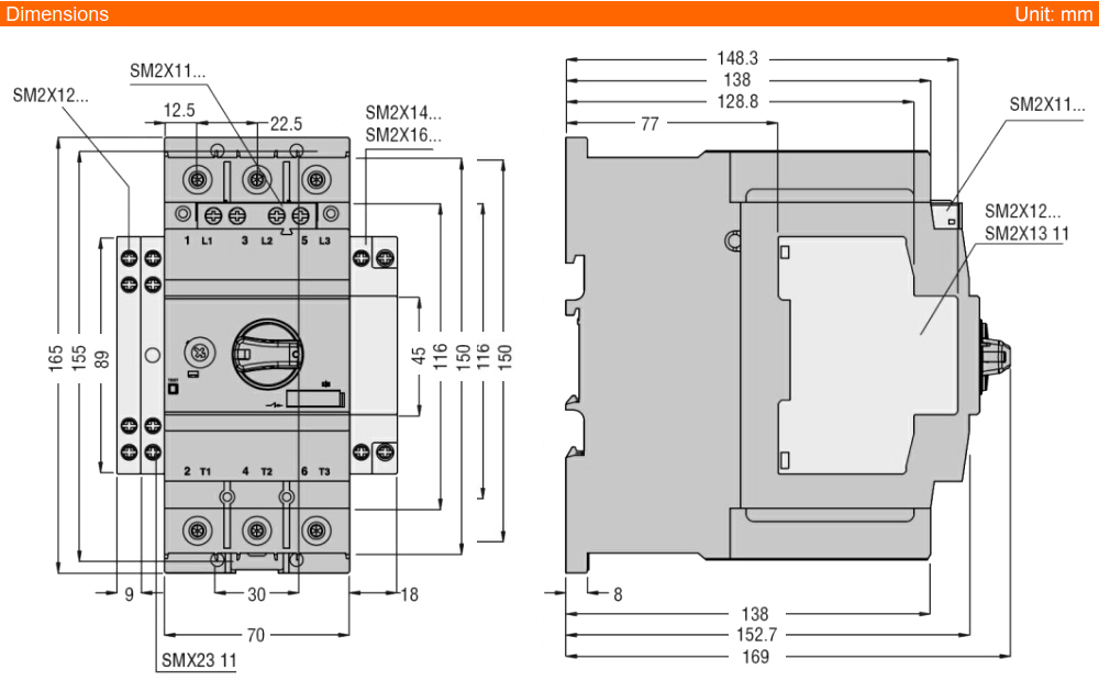 Kích thước Lovato SM3R9900 ( MPCB )