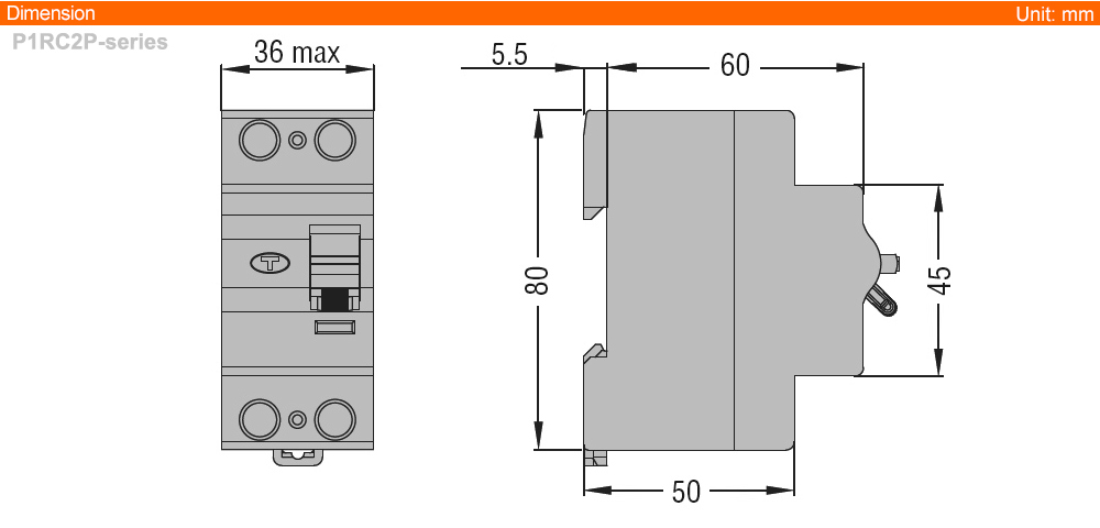 Kích thước Lovato P1RC2P63AC030 ( RCCB )