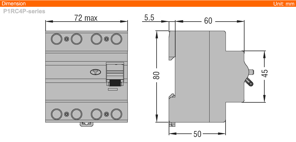 Kích thước Lovato P1RC4P40AC030 ( RCCB )
