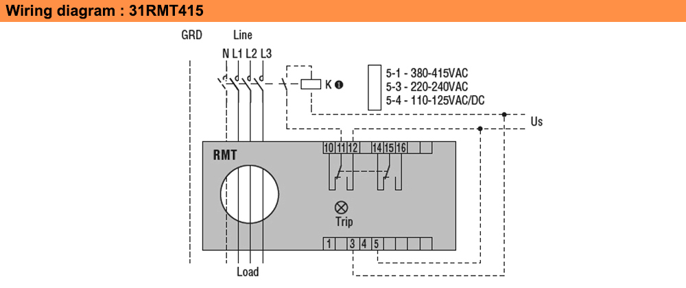 Sơ đồ đấu nối : Lovato relay 31RMT415