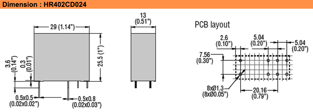 Kích thước : Lovato relay HR402CD024