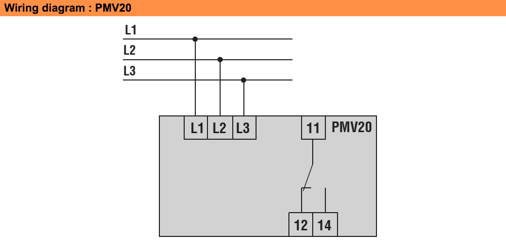 Sơ đồ đấu nối : Lovato relay PMV20A575