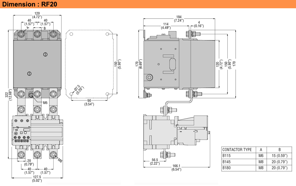 Kích thước : Lovato relay RF200150