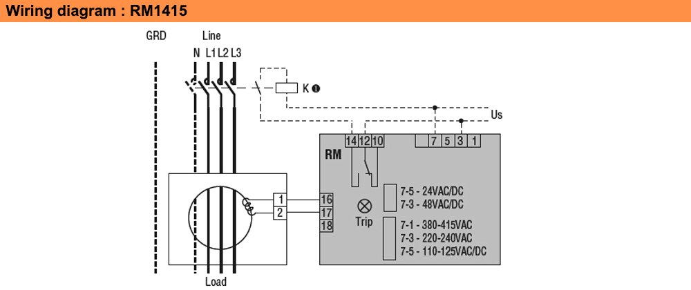 Sơ đồ đấu nối : Lovato relay RM1415