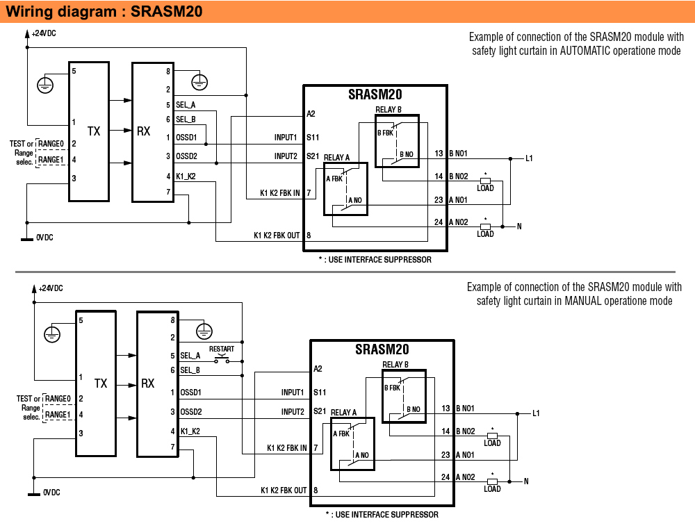 Sơ đồ đấu nối : Lovato relay SRASM20
