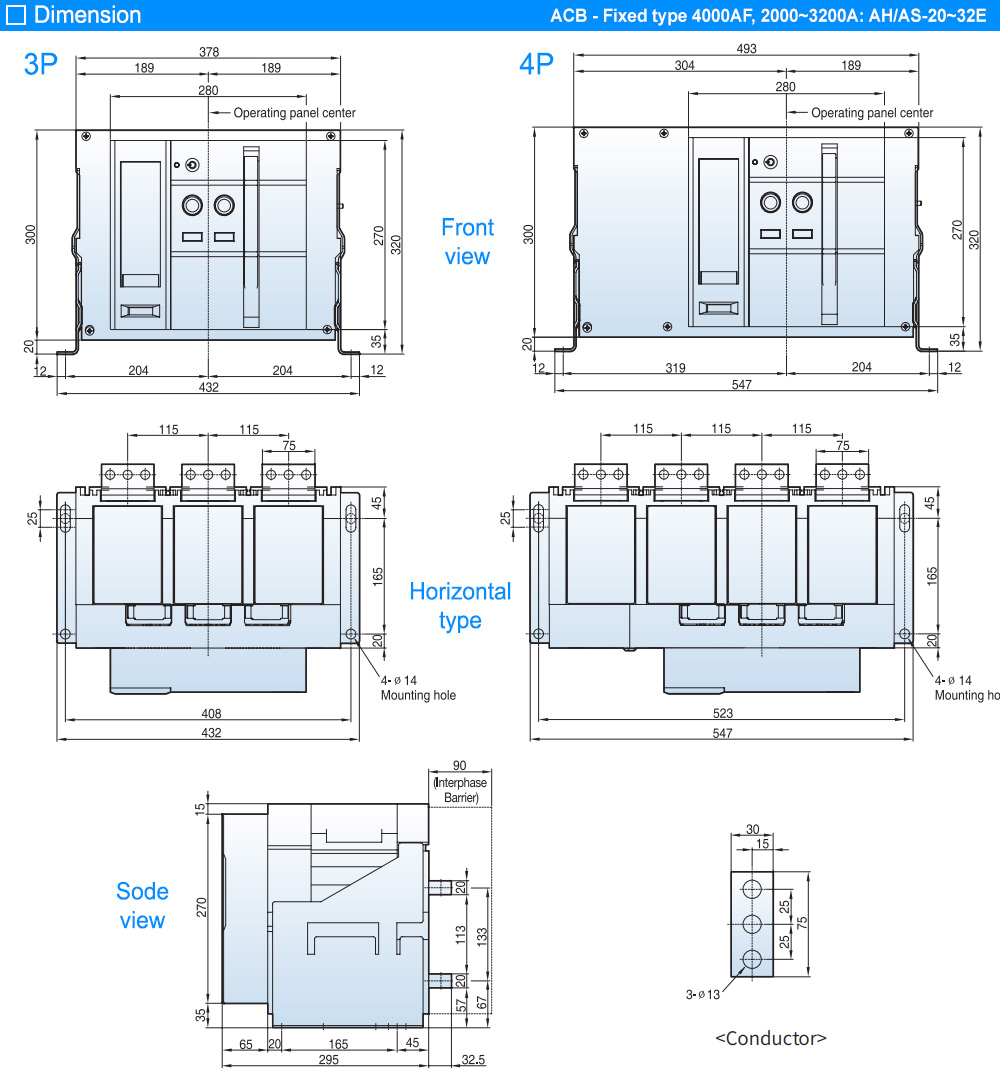 Kích thước: ACB LS AS-20E3-20H AH6