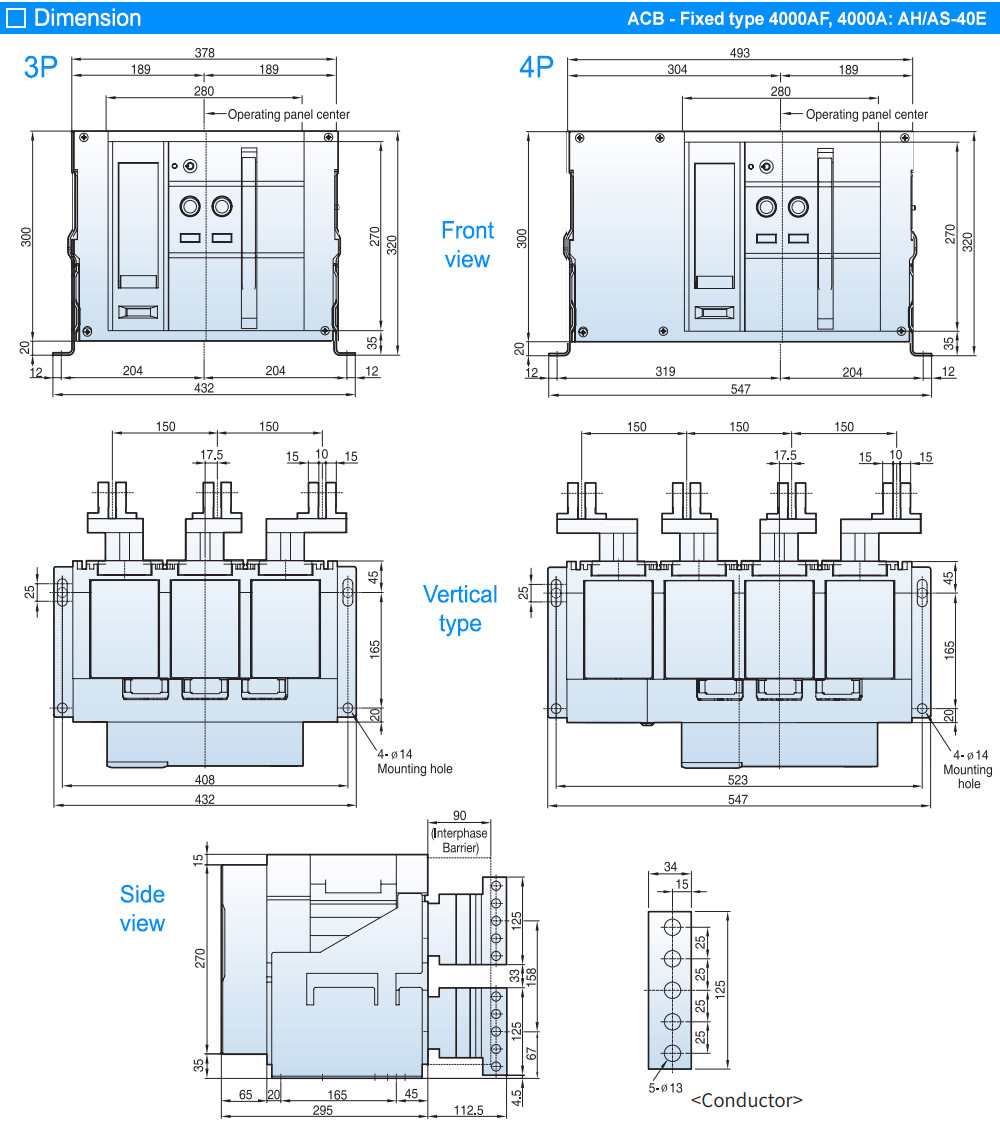 Kích thước: ACB LS AS-40E3-40V NH5