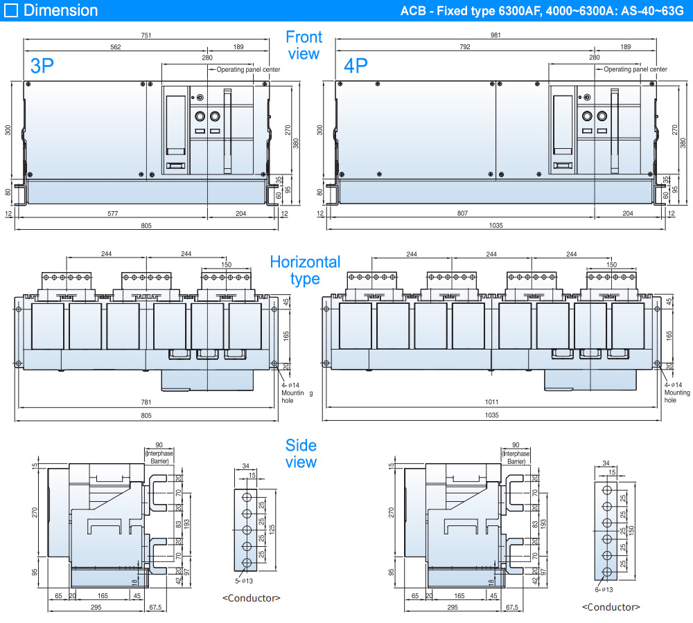 Kích thước: ACB LS AS-63G4-63H AH6