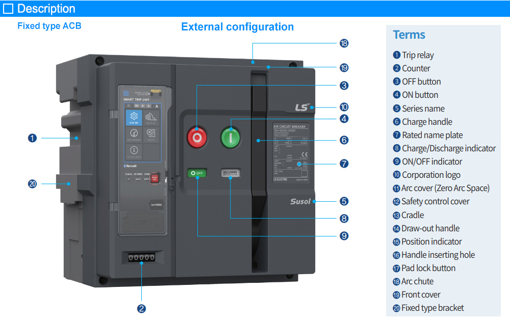 Mô tả bên ngoài: ACB LS AS-63G4-63H AH6