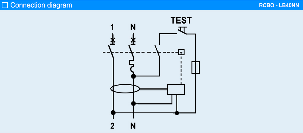 Sơ đồ đấu dây RCBO LS LB40NN 1P+N C16