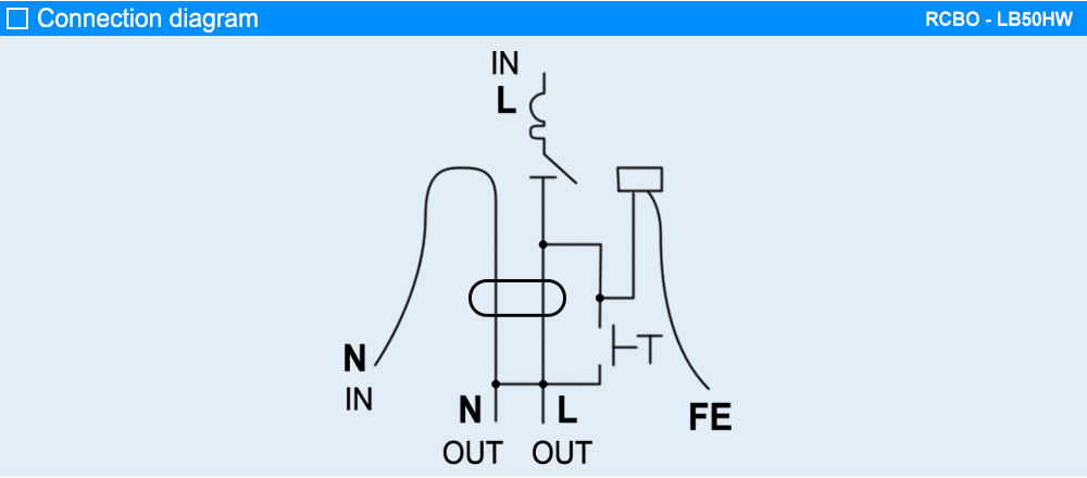 Sơ đồ đấu dây RCBO LS LB50HW 1P+N C25