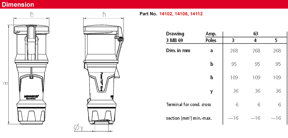 Kích thước : Đầu nối PowerTOP Xtra 14112