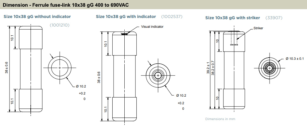 Kích thước MERSEN FR10GG40V32