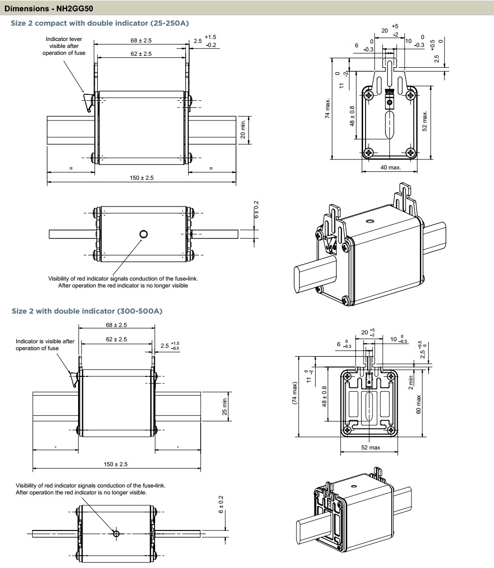 Kích thước MERSEN NH2GG50V224