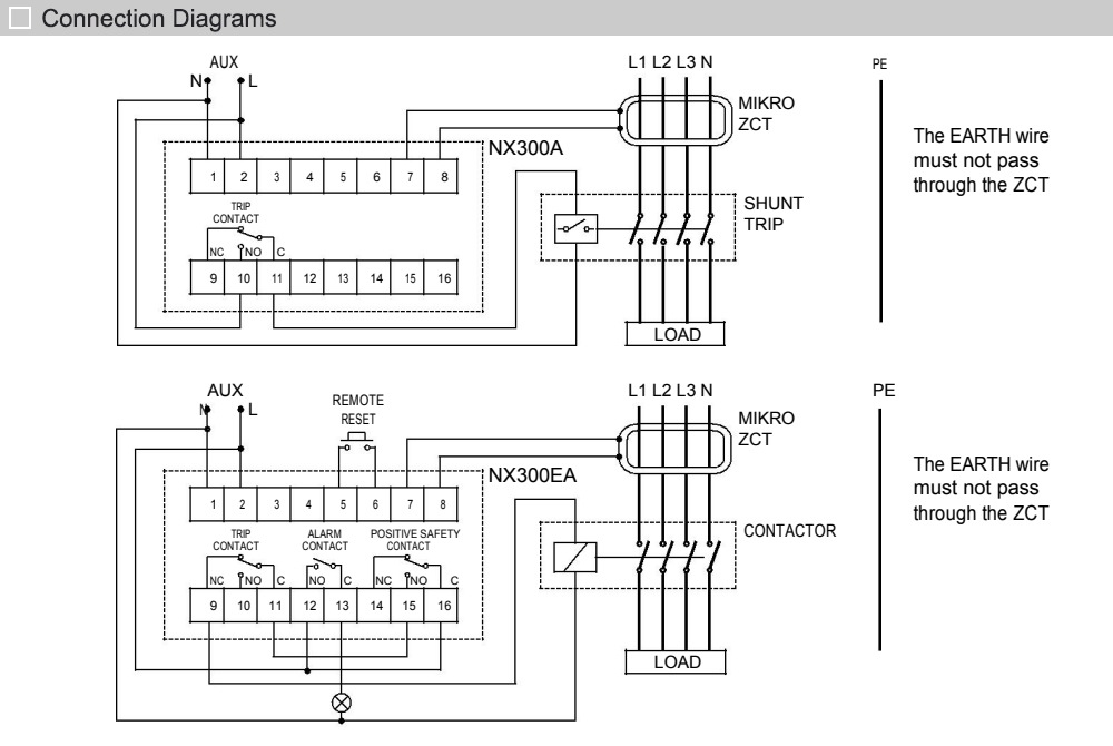Sơ đồ kết nối: Relay Mikro NX300EA-230A