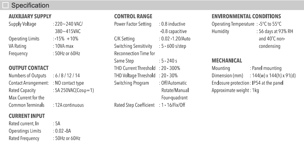 Thông số kỹ thuật: Mikro PFR60-230A (RX)